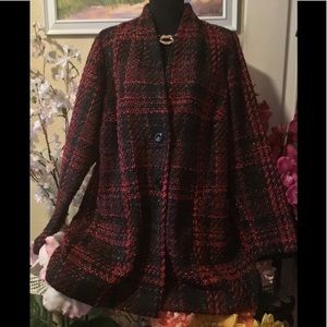 NWT Lane Bryant Red Plaid Shimmer Boucle J…